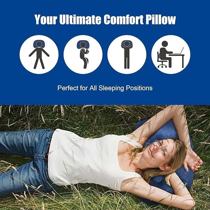 DAWNTREES Inflatable Pillow for Camping,Portable Compressible Ultra-light Travel Inflatable Pillow for Sleeping,Support The Neck and Lumbar,Backpacking Essentials (Blue)