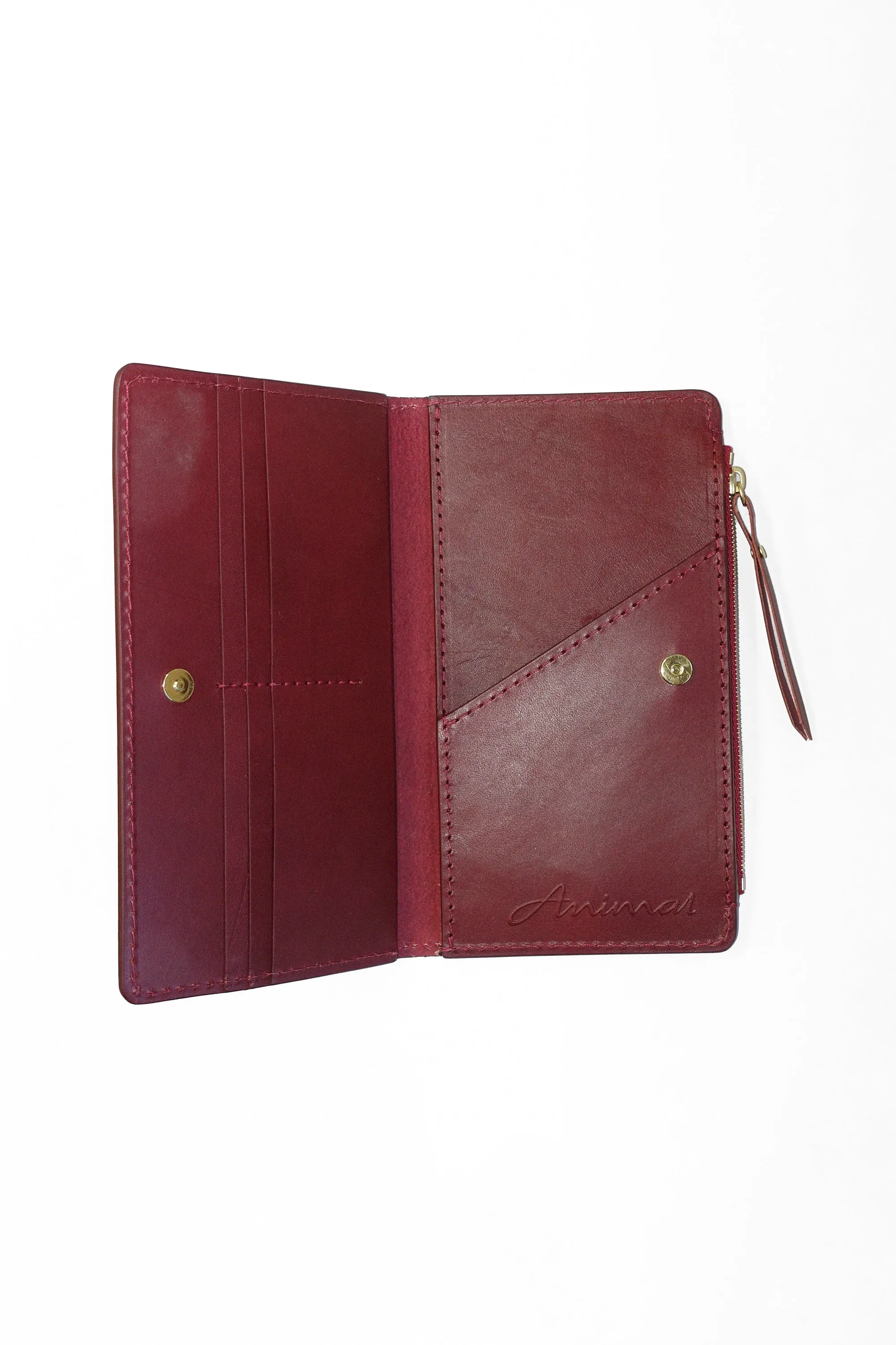 Deep Diver Zip Wallet in Oxblood