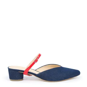 Denim V Slide   Red Gloss Twiggy Strap