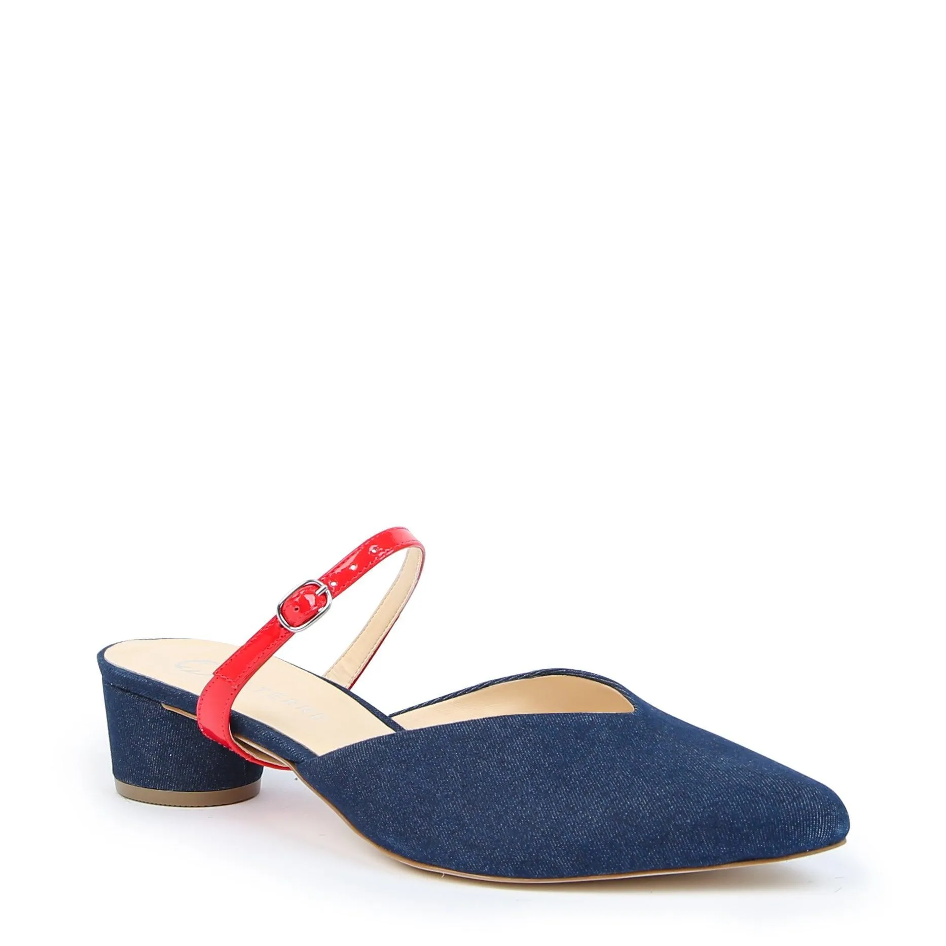 Denim V Slide   Red Gloss Twiggy Strap