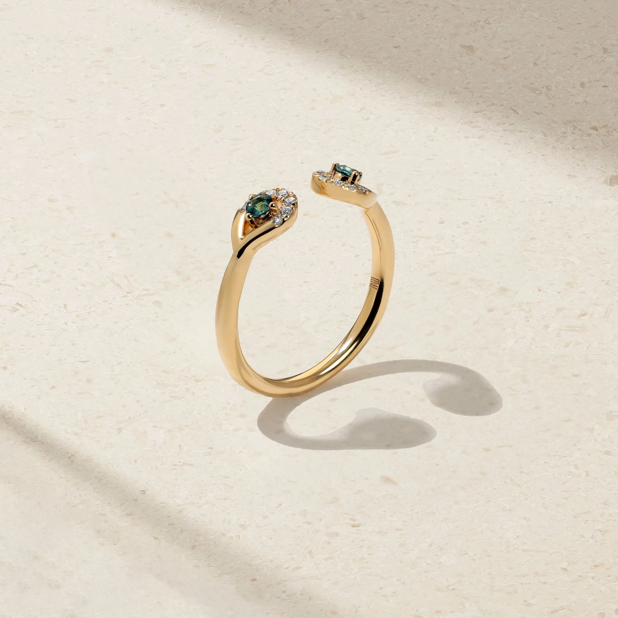 Dewdrop Alexandrite and Diamond Open Ring