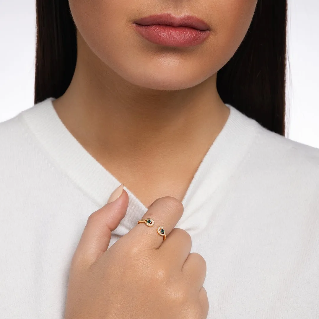 Dewdrop Alexandrite and Diamond Open Ring