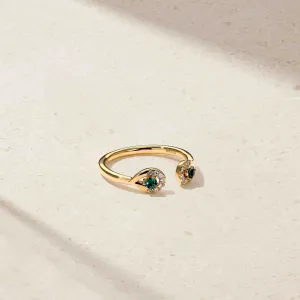 Dewdrop Alexandrite and Diamond Open Ring