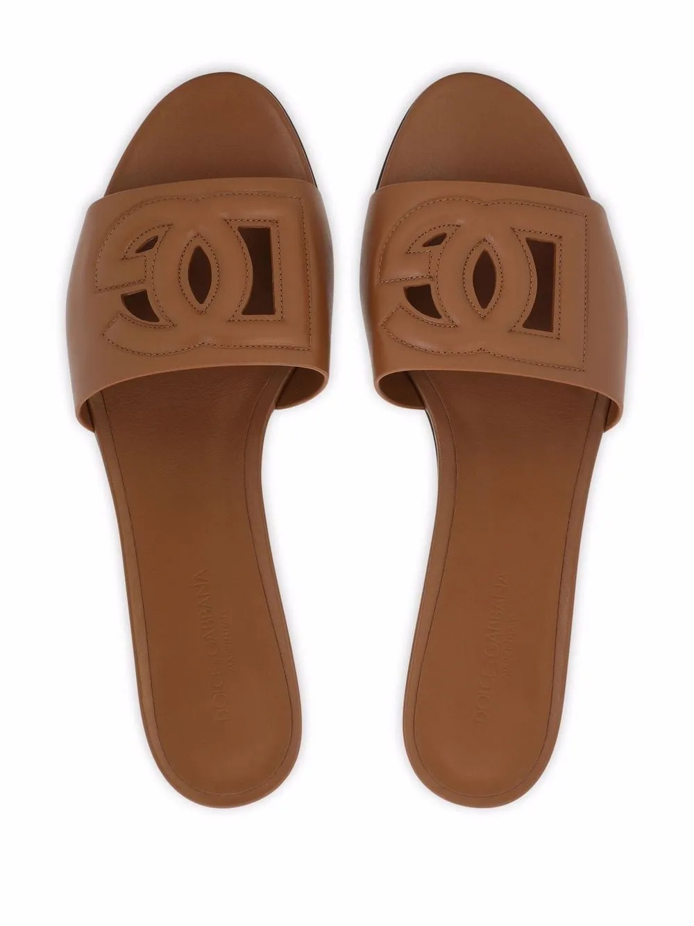 Dg logo leather flat sandals