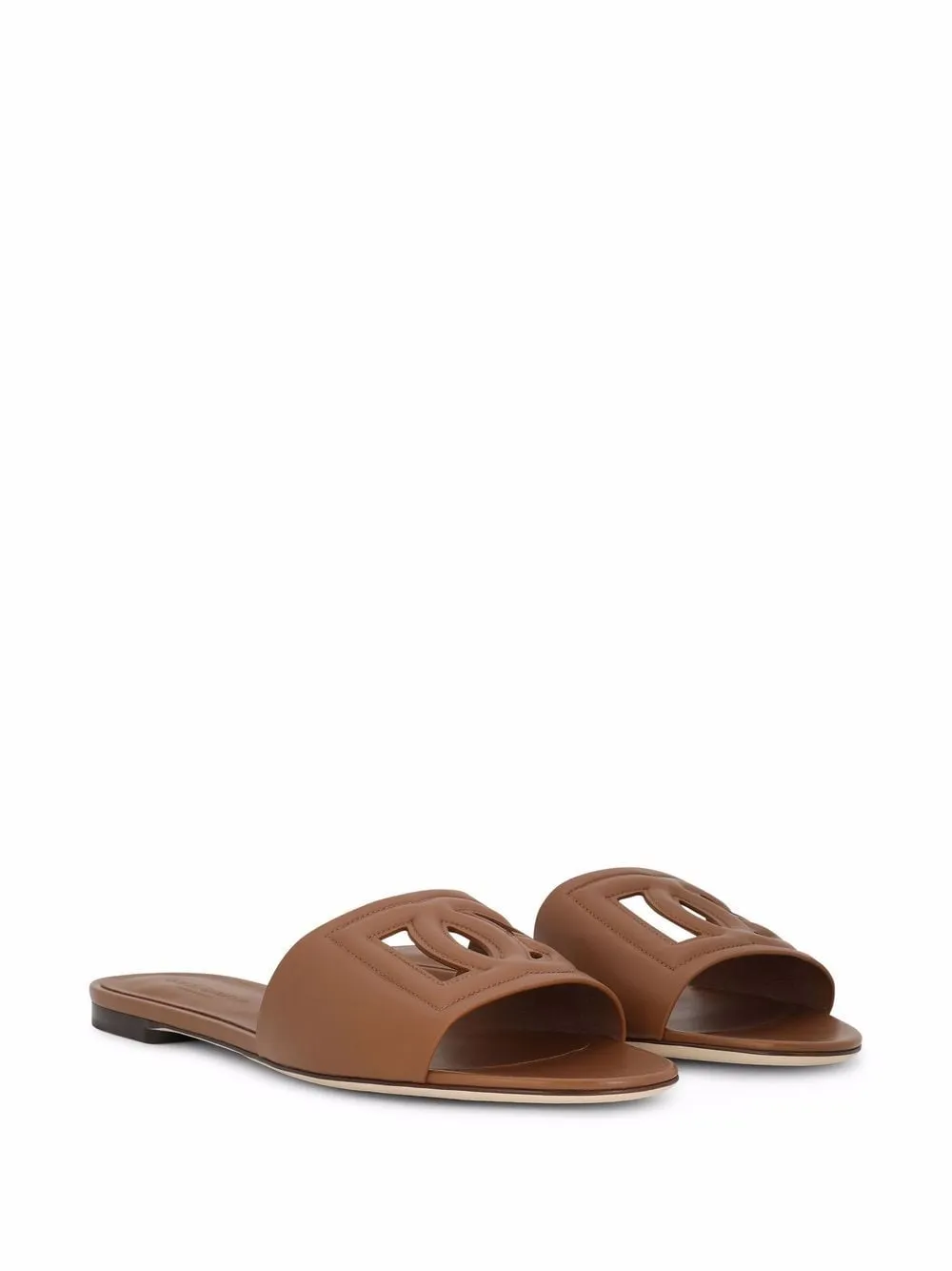 Dg logo leather flat sandals