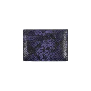 Dime MTL Embossed Leather Card Holder Purple Snake Skin