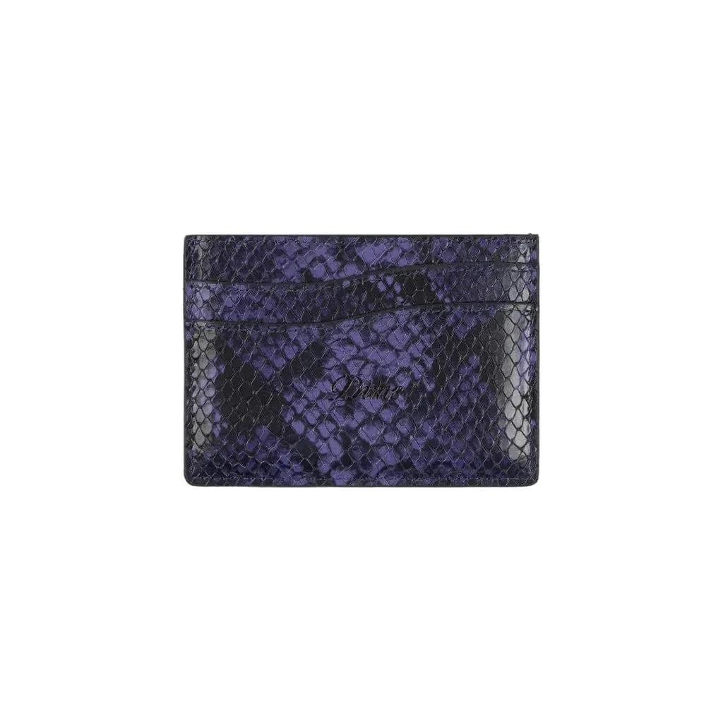 Dime MTL Embossed Leather Card Holder Purple Snake Skin
