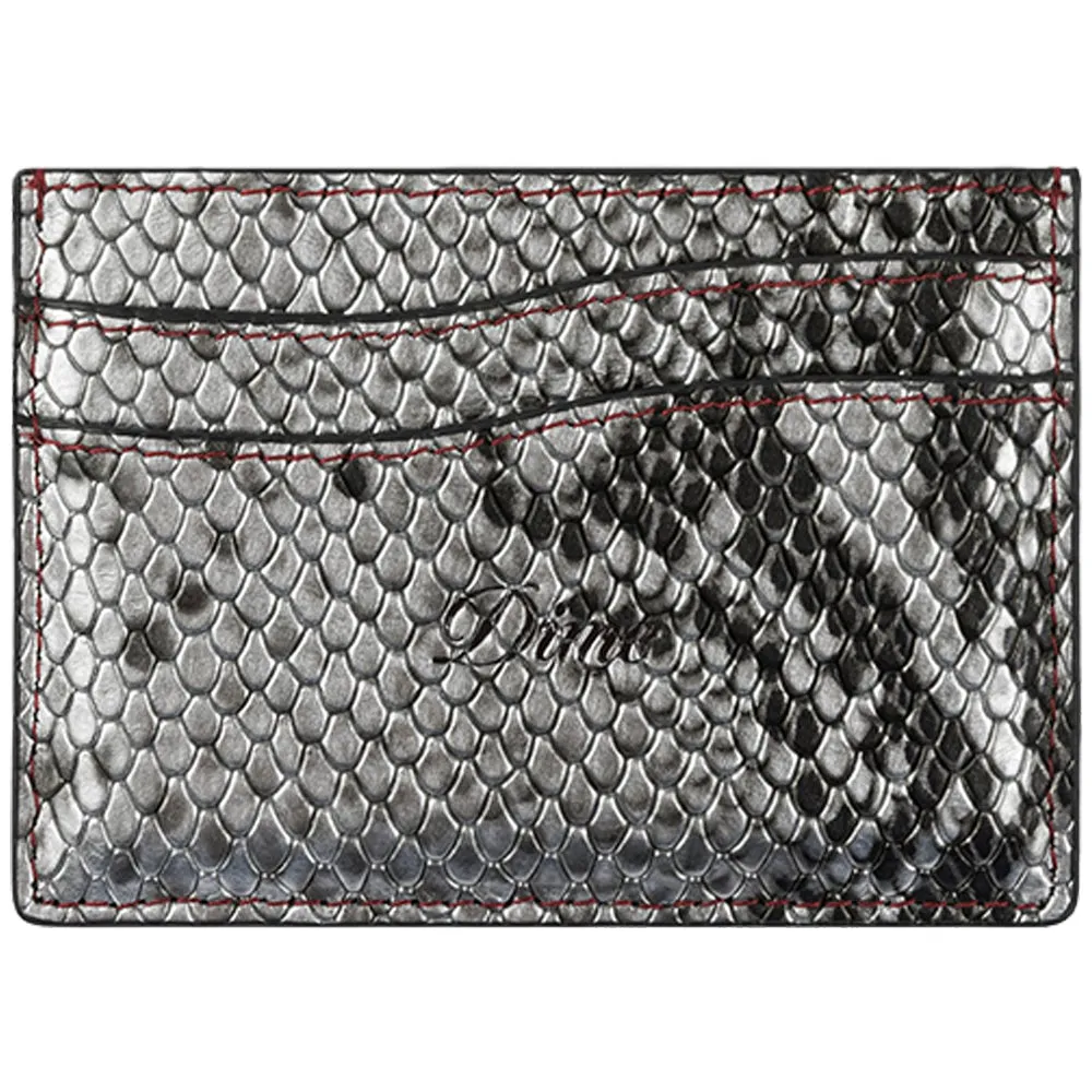 Dime MTL Embossed Leather Cardholder Silver Snake