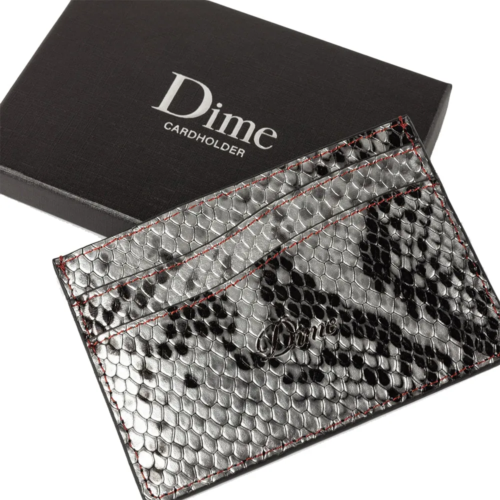 Dime MTL Embossed Leather Cardholder Silver Snake