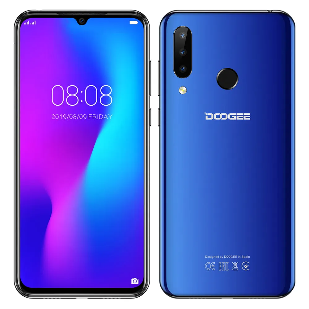 Doogee N20 4G Smartphone 6.3"" Waterdrop Screen Mobile Phone 4GB 64GB Octa Core 16MP Triple Rear Cameras 4350mAh 10w Quick Charge blue