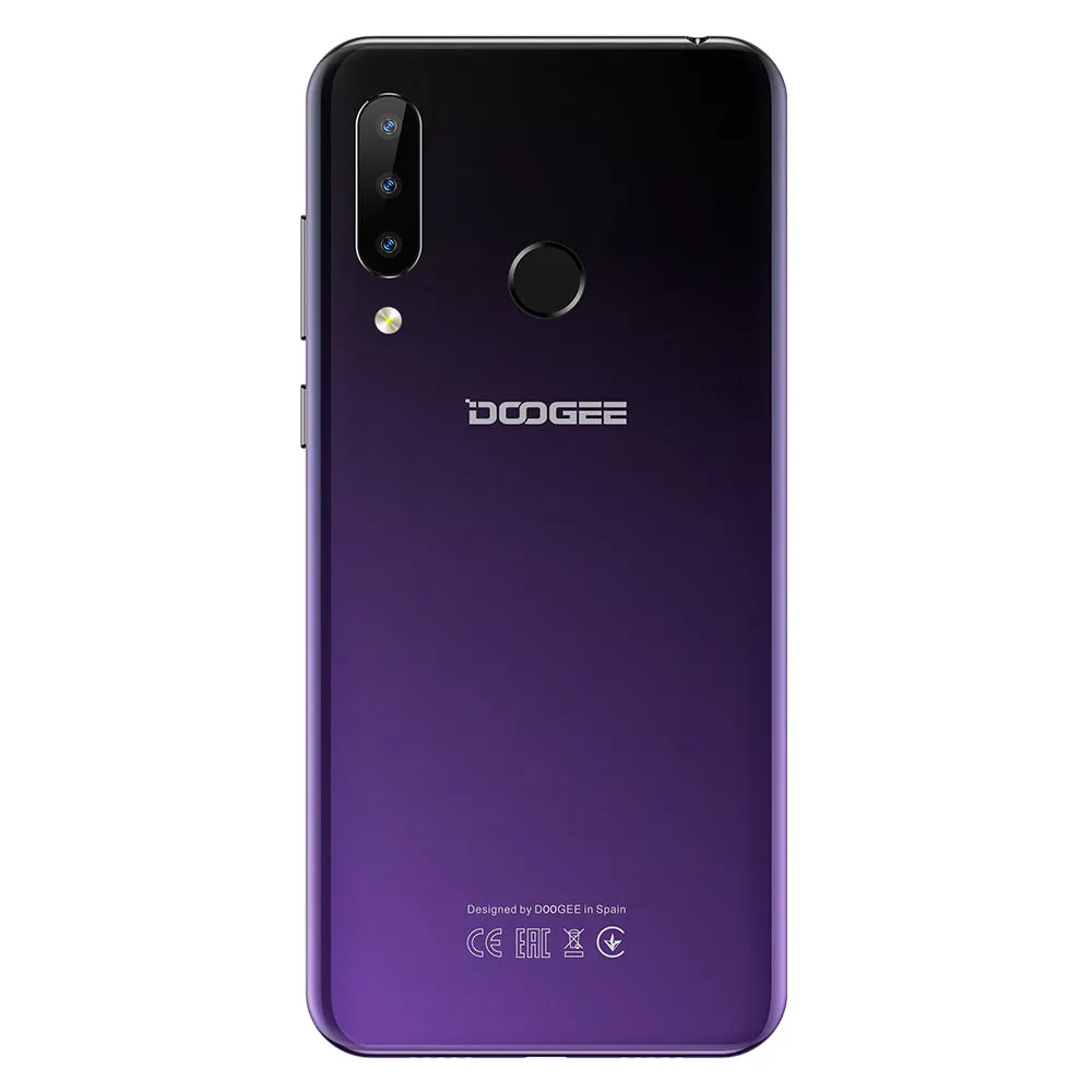Doogee N20 4G Smartphone 6.3"" Waterdrop Screen Mobile Phone 4GB 64GB Octa Core 16MP Triple Rear Cameras 4350mAh 10w Quick Charge purple