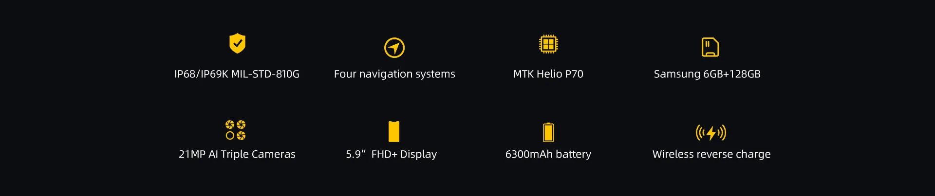 Doogee S68 Pro Cellphone Helio P70 Octa-core 6GB 128GB Memory 21MP 16MP 8MP 8MP Camera 5.84"" IPS Display 6300mAh 12V/2A Charge Smartphone Black_Non-European version