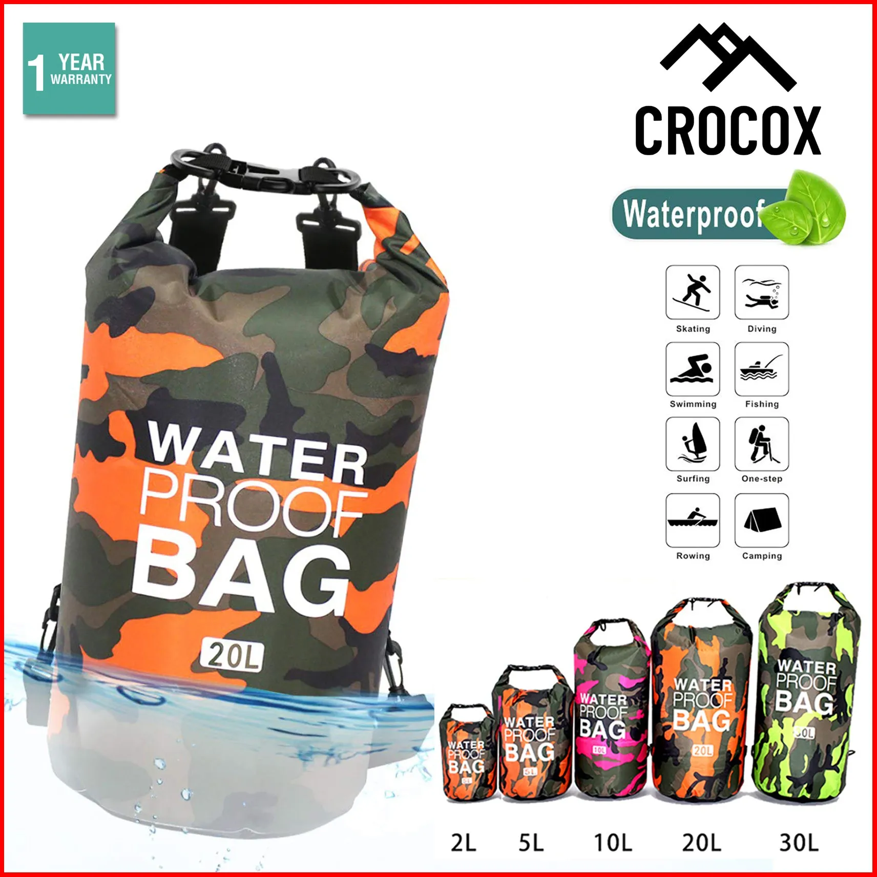Dry Bags Waterproof Backpack 15 30L Wet Heavy Duty Diving Kayak Outdoor Rucksack