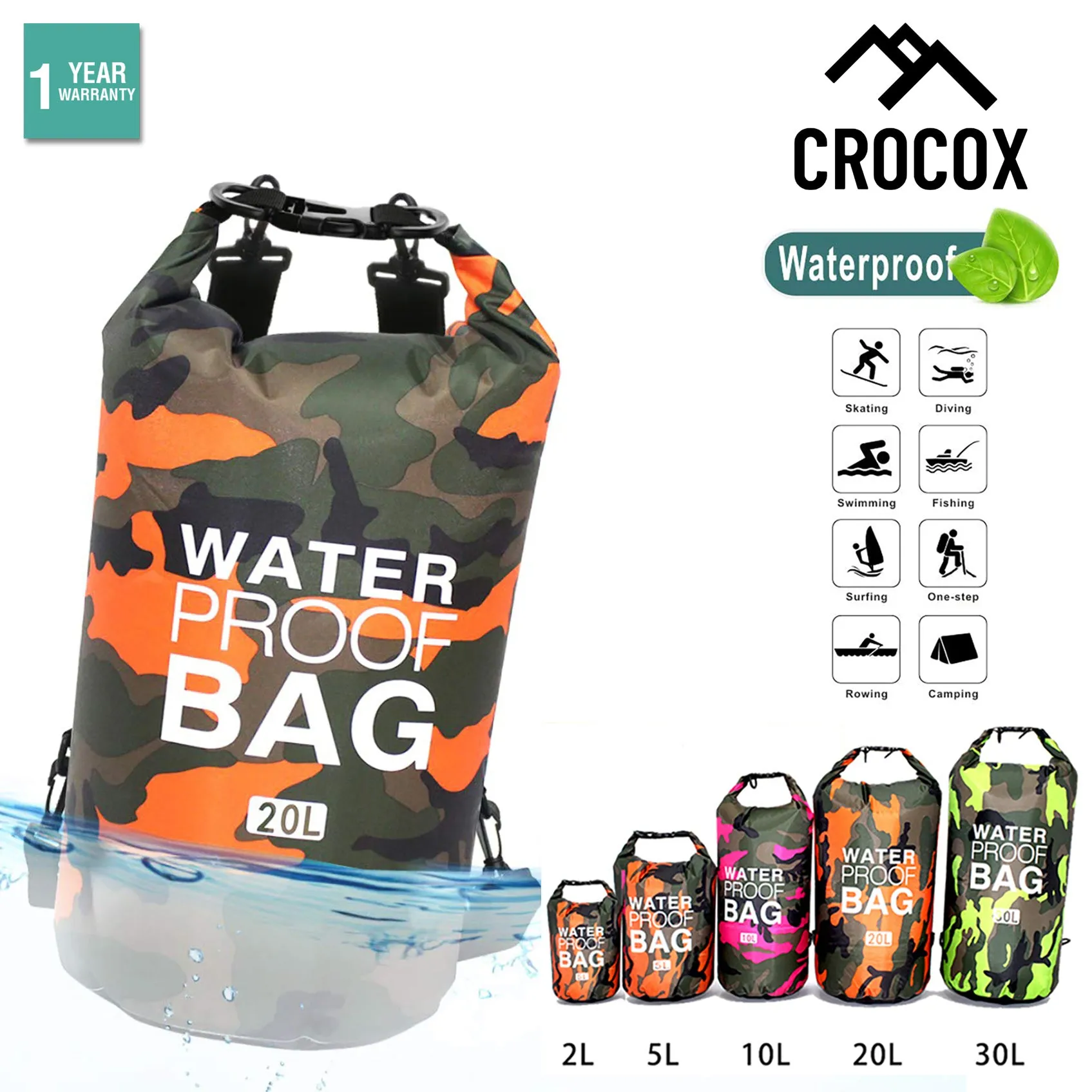 Dry Bags Waterproof Backpack 15 30L Wet Heavy Duty Diving Kayak Outdoor Rucksack