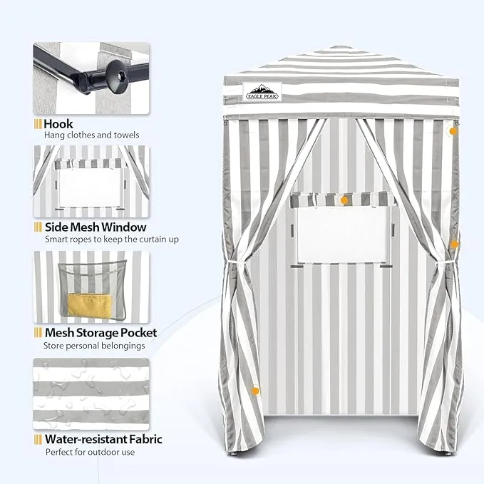 EAGLE PEAK Flex Ultra Compact 4x4 Pop-up Canopy, Sun Shelter, Changing Room, Portable Privacy Canopy Cabana for Pool, Fashion Photoshoots, or Camping, Gray/White