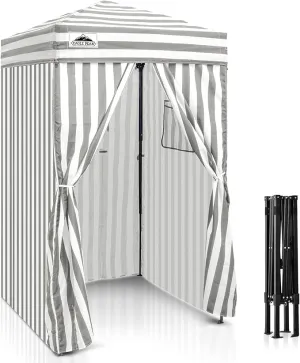 EAGLE PEAK Flex Ultra Compact 4x4 Pop-up Canopy, Sun Shelter, Changing Room, Portable Privacy Canopy Cabana for Pool, Fashion Photoshoots, or Camping, Gray/White