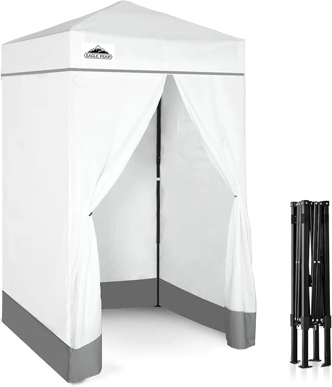EAGLE PEAK Flex Ultra Compact 4x4 Pop-up Canopy, Sun Shelter, Changing Room, Portable Privacy Canopy Cabana for Pool, Fashion Photoshoots, or Camping, White