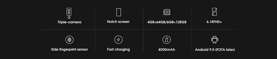 Elephone A5 6.18"" 18.7:9 Android 8.1 P60 MT6771 Quad Core 4GB RAM 64GB ROM 12MP   20MP Face Unlock Fingerprint 4G OTG Mobile Phone(EU Standard) 6.18_Neon blue