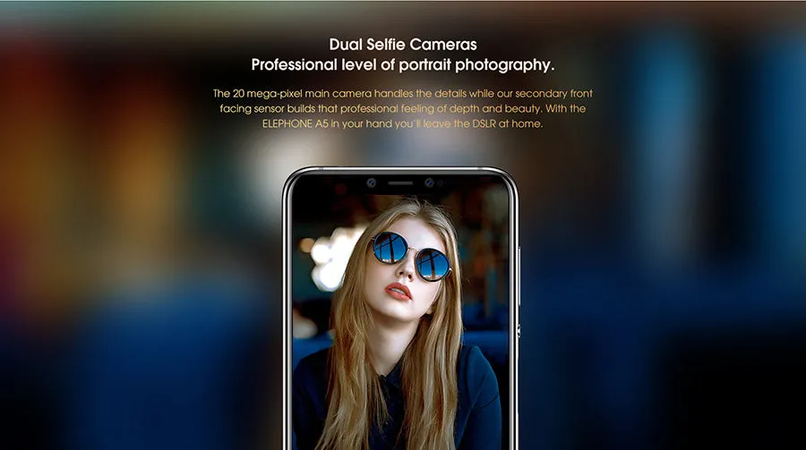 Elephone A5 6.18"" 18.7:9 Android 8.1 P60 MT6771 Quad Core 4GB RAM 64GB ROM 12MP   20MP Face Unlock Fingerprint 4G OTG Mobile Phone(EU Standard) 6.18_Neon blue