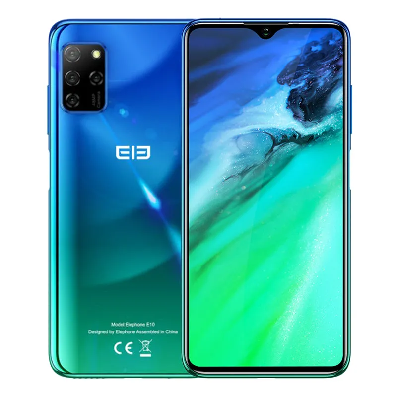 Elephone E10 Mobile Phone 6.5Inch MT6762D Octa Core 4GB 64GB 4000mAh Android 10 Quad Camera 48MP NFC Side Fingerprint Smartphone black