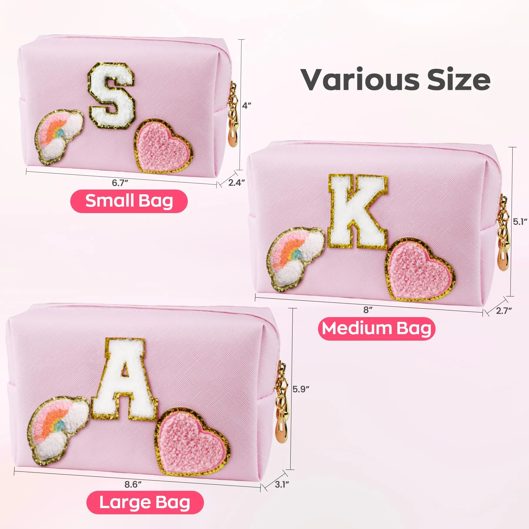 Elilier Teacher Appreciation Gifts, Personalized Portable Cosmetic Bag, Cute Makeup Pouch, Bridesmaid Gifts for Wedding Day, Teacher Appreciation Gifts, Wedding Gifts(Medium)