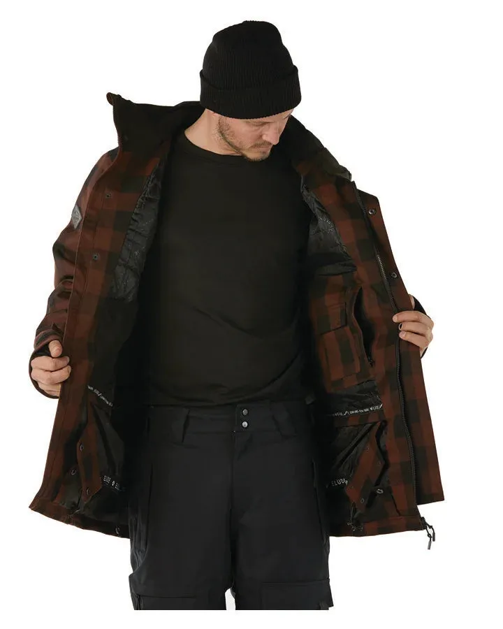 Elude Quinn Mens Jacket Lumberjack Plaid Deep Mahogony
