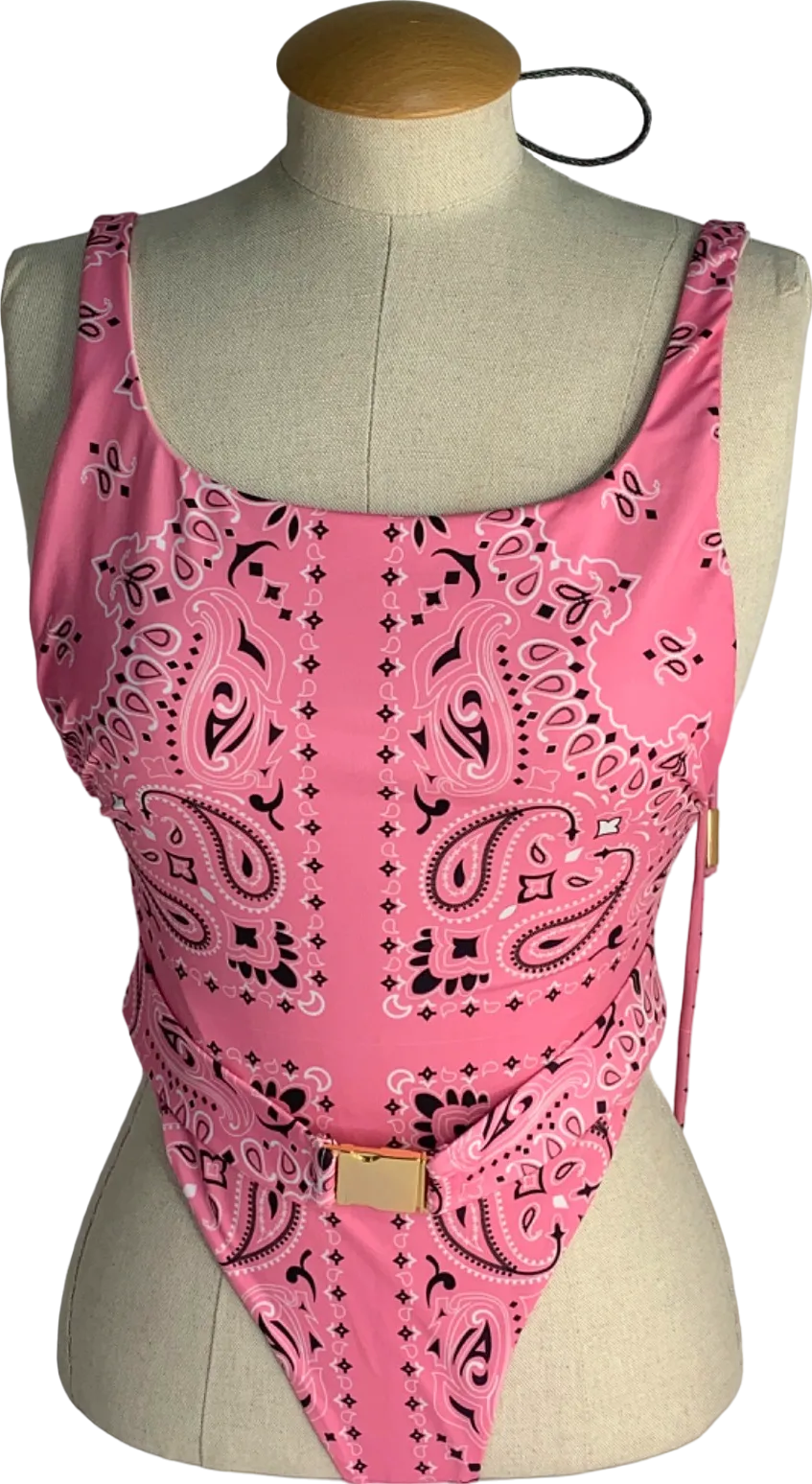 Empress Pink Belted Swimsuit UK S