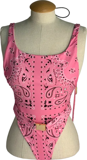 Empress Pink Belted Swimsuit UK S