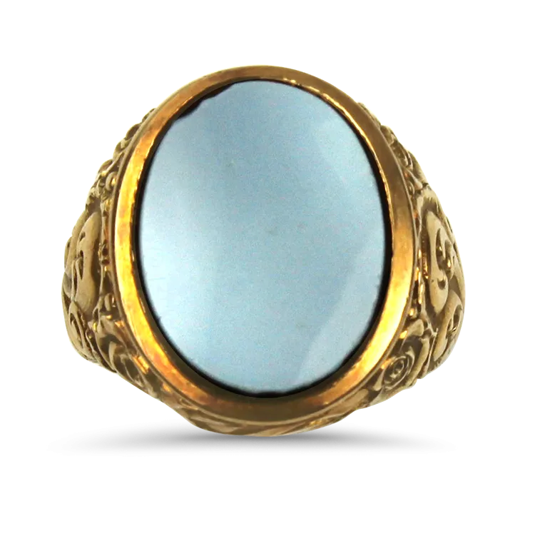 Estate 14k Yellow Gold Banded Agate Floral Ring
