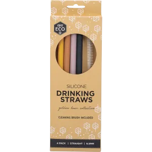 Ever Eco | Silicone Straws Straight Golden Hour 4pk