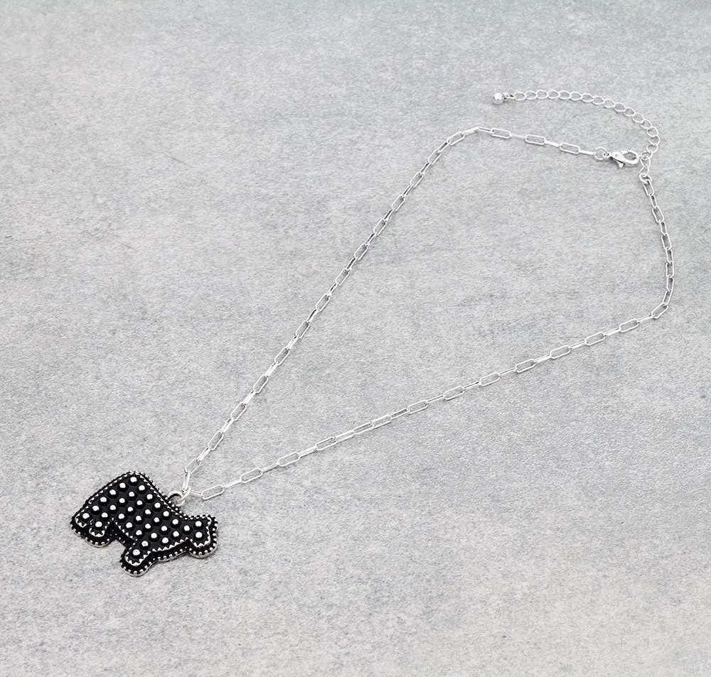 Faber Studded Cow Fashion Necklace - Silver