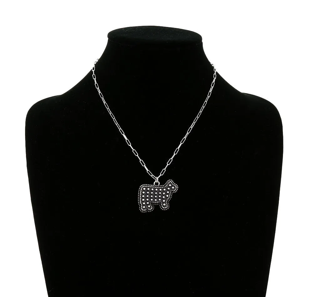 Faber Studded Cow Fashion Necklace - Silver
