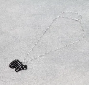 Faber Studded Cow Fashion Necklace - Silver
