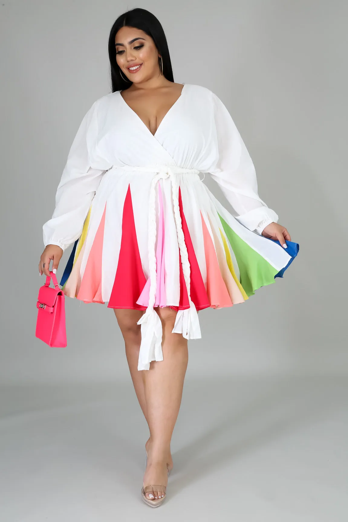 Falling For You Pleated Tassel Wrap Dress