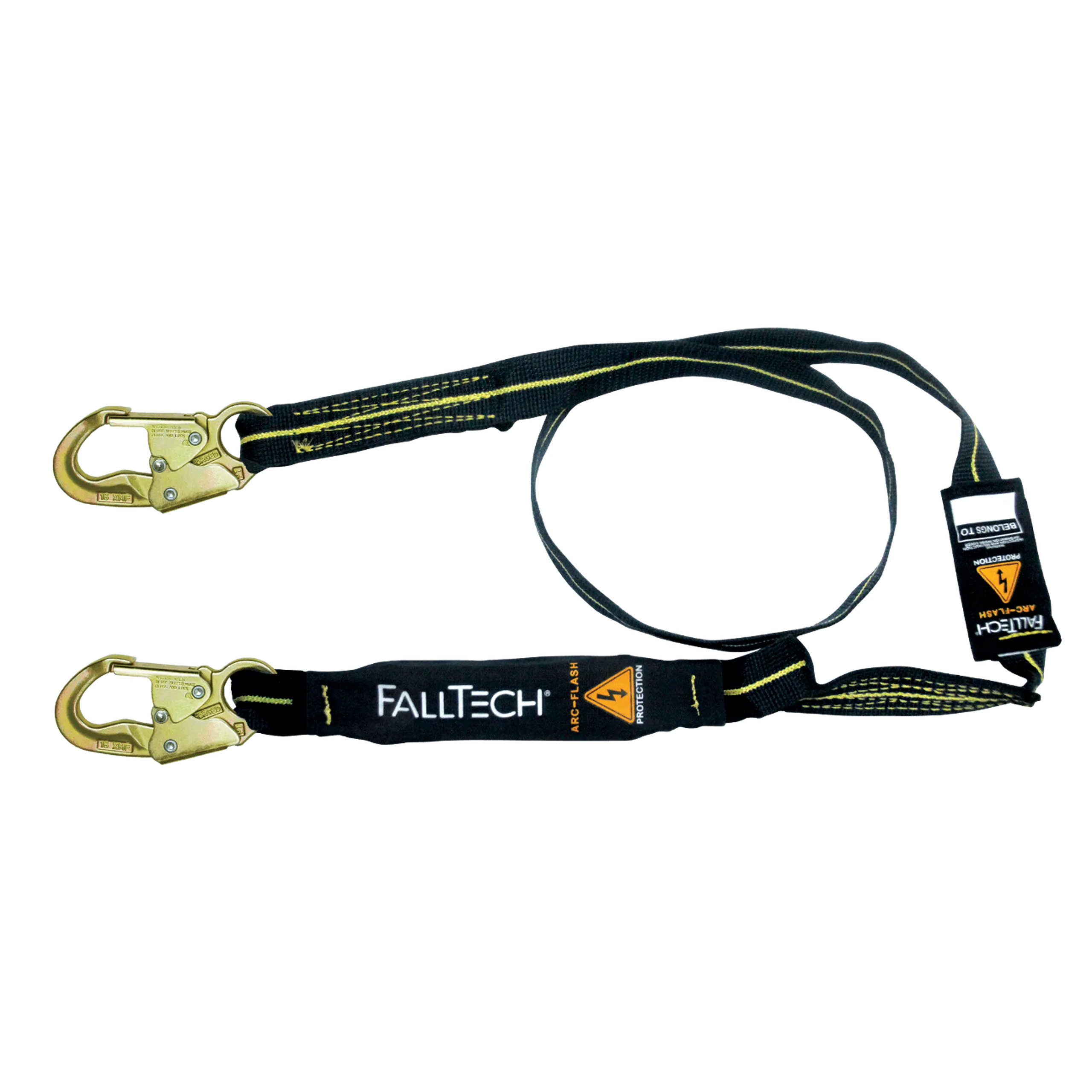 FallTech 8242AF 6' Arc Flash Energy Absorbing Lanyard, Single-leg with Steel Snap Hooks (each)