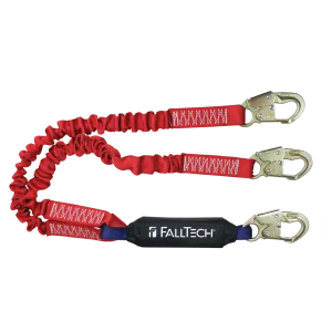 FallTech 8247EY 6' Ironman® 12' free fall Elasticated Energy Absorbing Lanyard, Double-leg with Steel Snap Hooks (each)