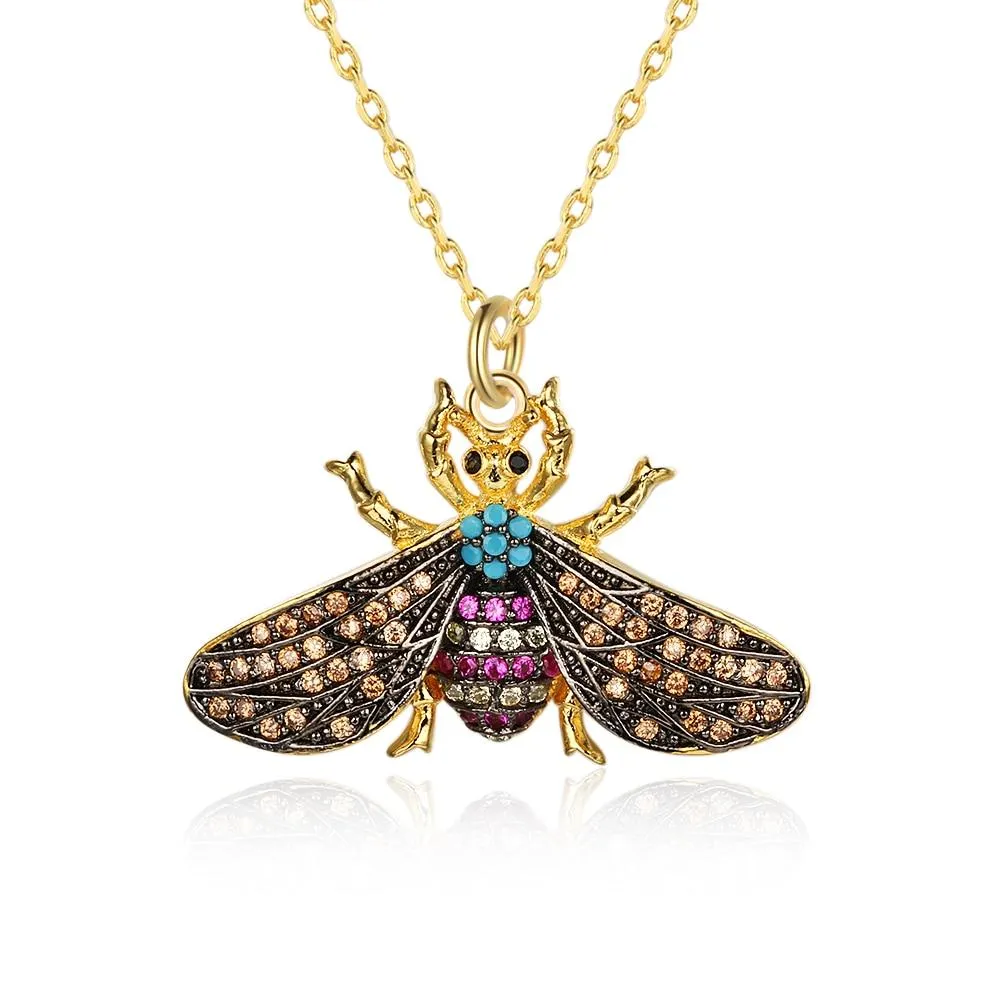 Fashion Honey Bee Insect Copper Pendant Necklace, Trendy Jewelry for Women, Perfect Gift for Her