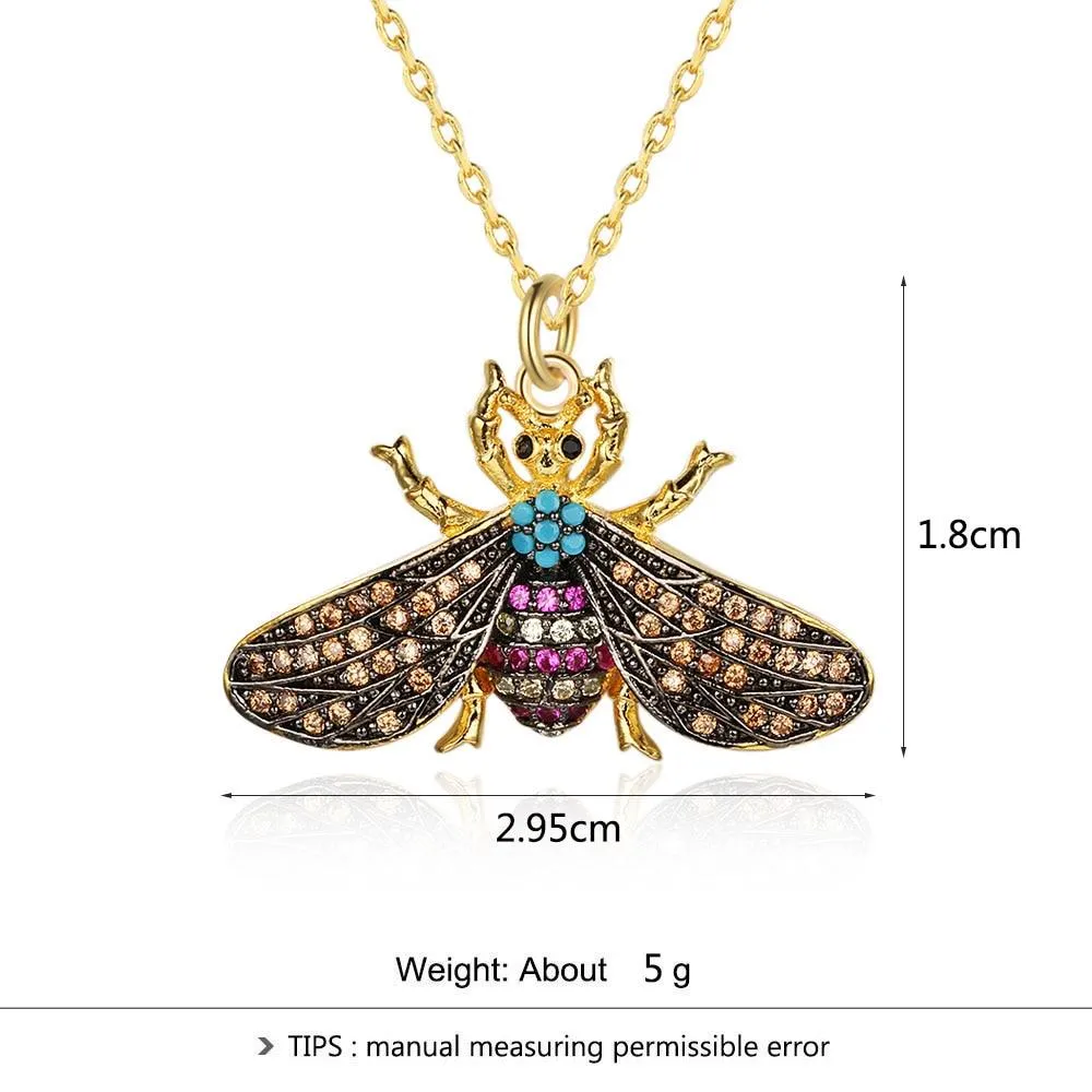 Fashion Honey Bee Insect Copper Pendant Necklace, Trendy Jewelry for Women, Perfect Gift for Her