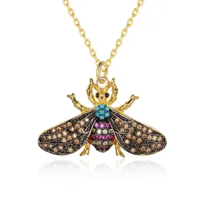 Fashion Honey Bee Insect Copper Pendant Necklace, Trendy Jewelry for Women, Perfect Gift for Her
