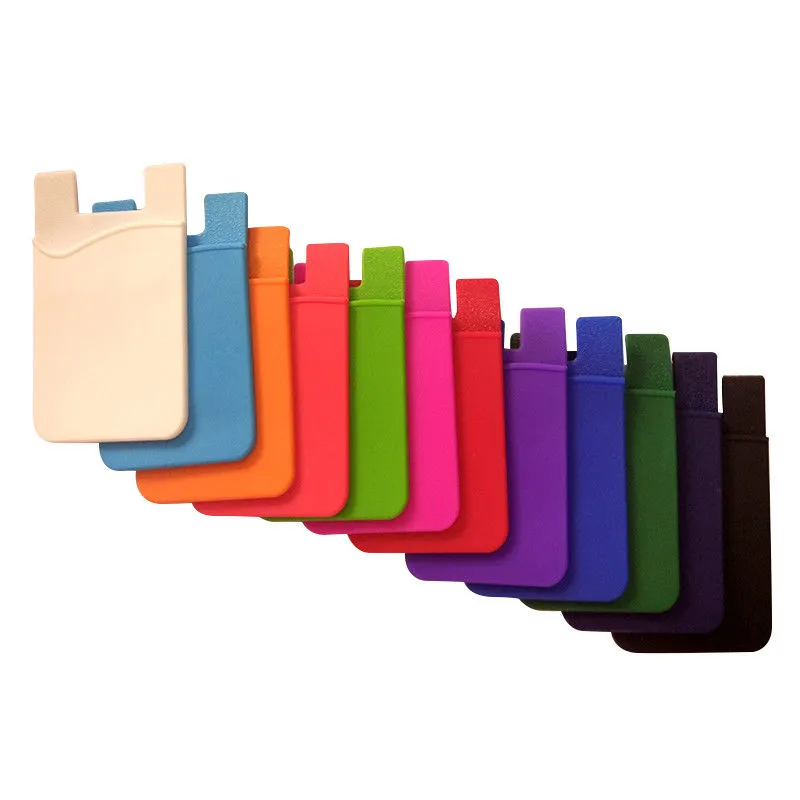 Fashion Simple Adhesive Silicone Card Pocket Money Pouch Case for Cell Phone green