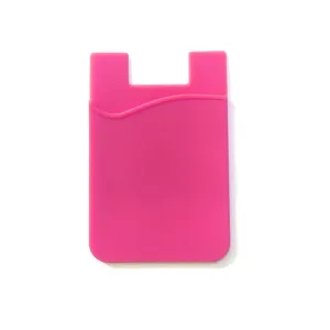 Fashion Simple Adhesive Silicone Card Pocket Money Pouch Case for Cell Phone rose Red