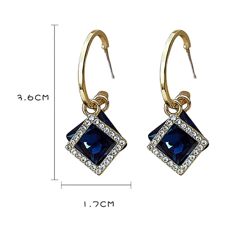 Fashion Square Studded Drop Earrings