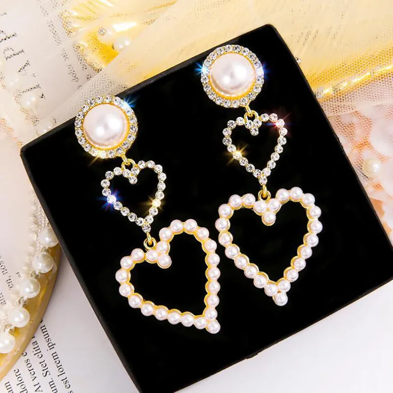 Fashion Vintage Heart Shape Studded Drop Earrings