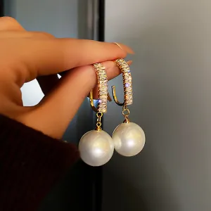 Fashion Vintage Studded Drop Peal Earrings
