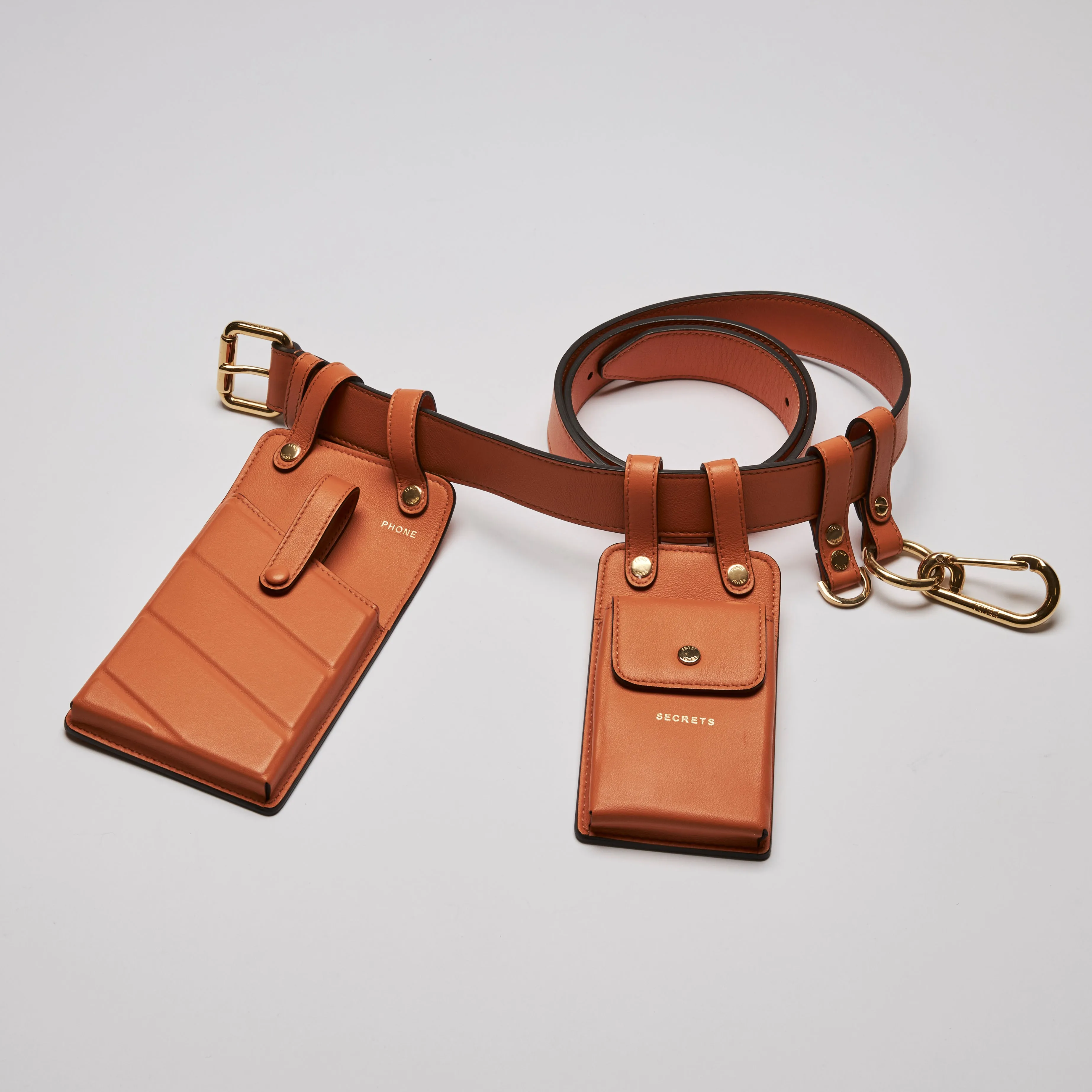 Fendi Orange Leather Multi Pouch Belt Bag