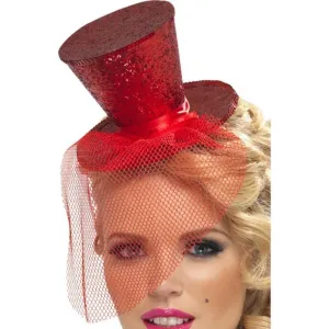 Fever Mini Top Hat on Headband - Red