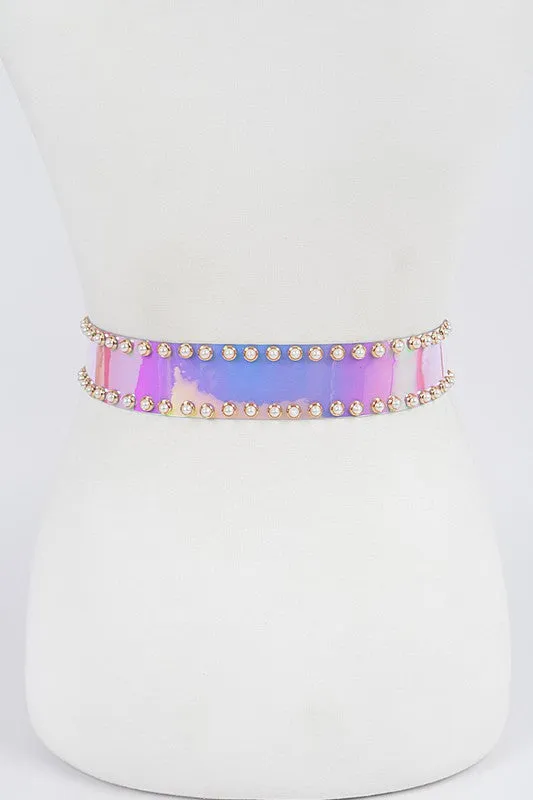 Flashy Londyn Faux Pearl Studded Transparent Belt
