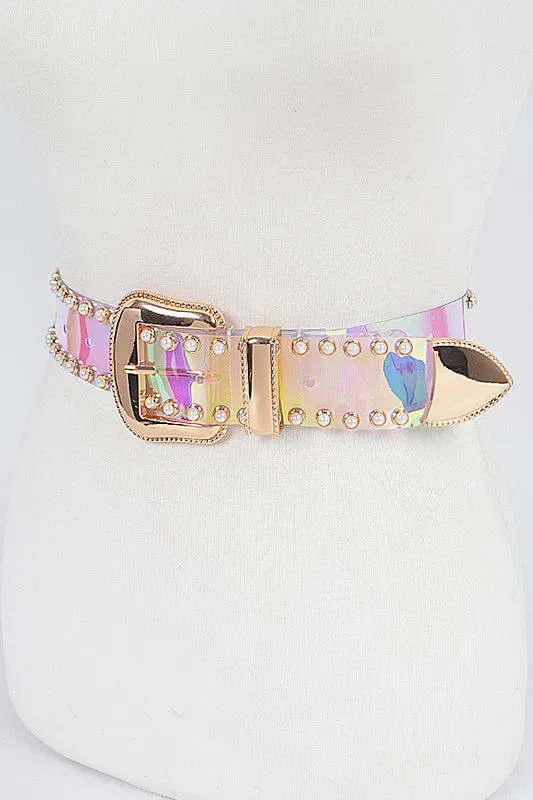Flashy Londyn Faux Pearl Studded Transparent Belt