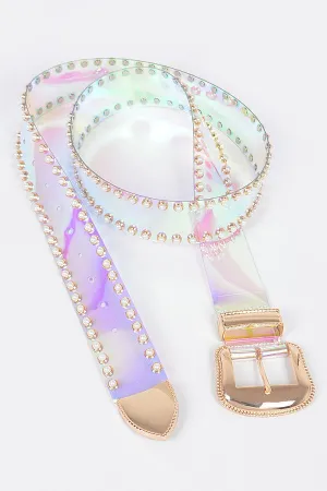 Flashy Londyn Faux Pearl Studded Transparent Belt