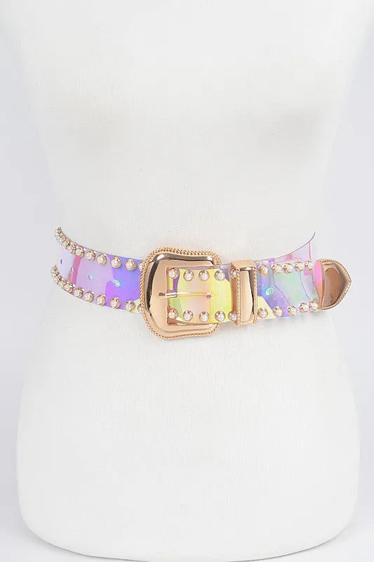 Flashy Londyn Faux Pearl Studded Transparent Belt